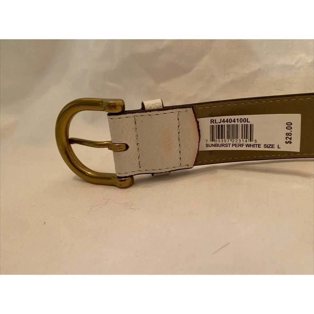 Relic Brand Woman's Belt Sunburst Perforated Pattern White Size L  NWT